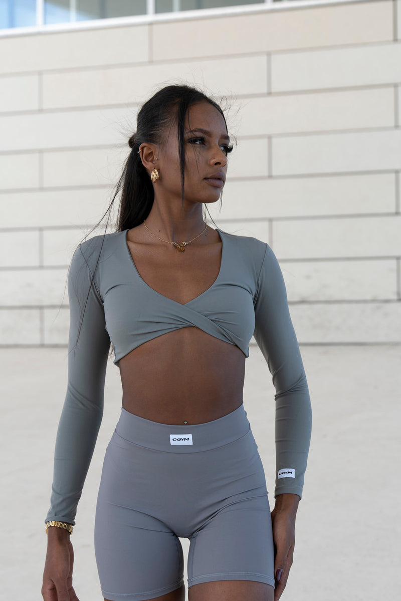 Twisted Long Sleeve Top - Gris